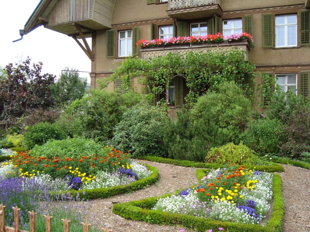 sumiswald, farmhouse, garden, nature, bernese garden, cottage garden, bernese house